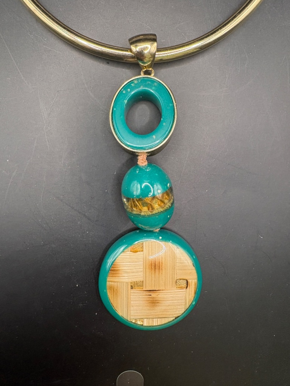 CHICO'S Jane Collar Green Gold Pendant Necklace - Picture 8 of 8